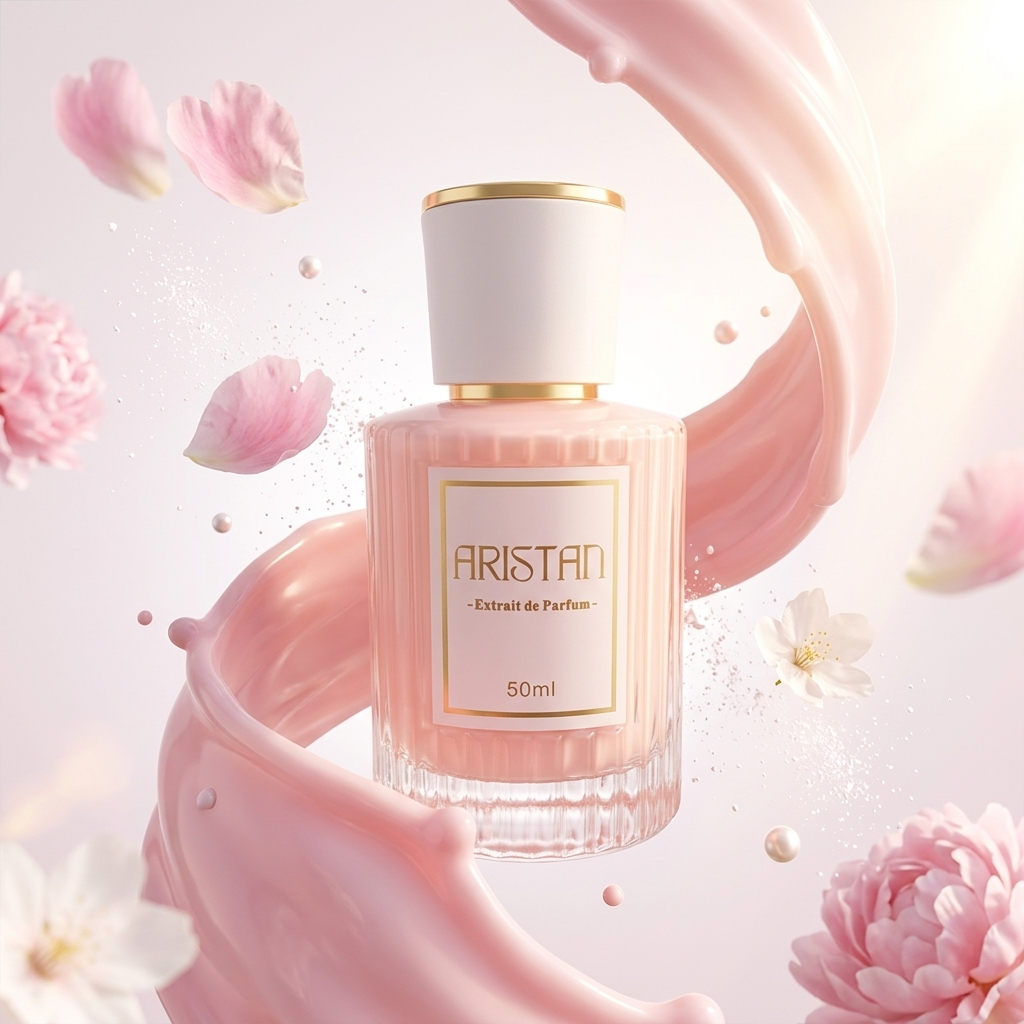 Musk Al Tahara Milky Pink von Aristan mit rosa Milch und Blütenblättern