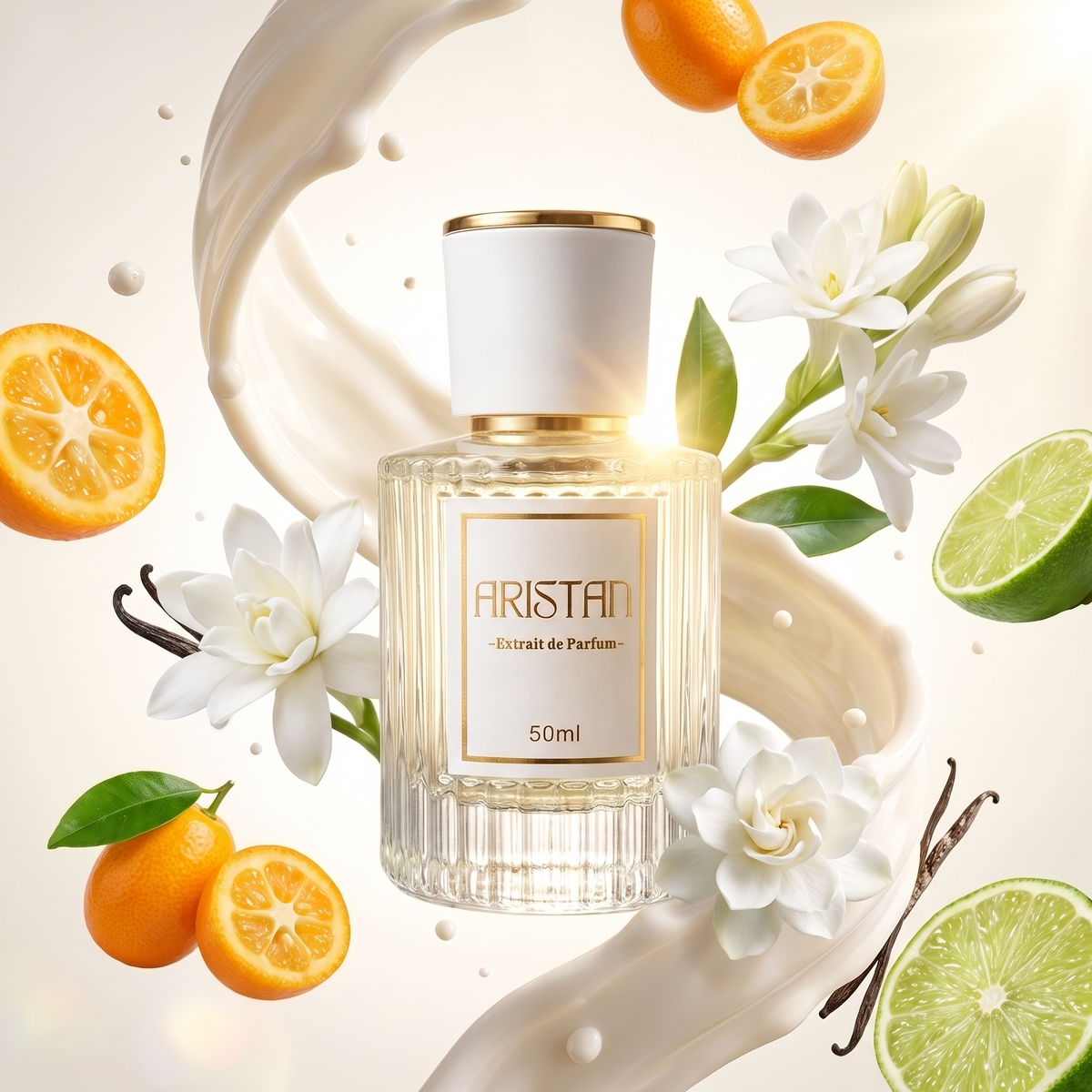 La Dama Blanche Extrait de Parfum von ARISTAN mit weißen Blüten, Vanille und Kumquat